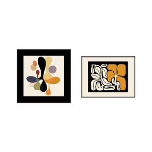 法式复古卧室床头装饰画抽象几何餐厅壁画中古风主卧高级感挂画