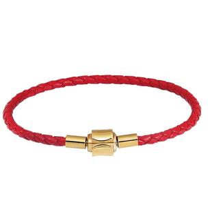 皮绳手链穿串3D硬黄金转运珠手绳男女本命年不锈钢扣黑红绳手链绳