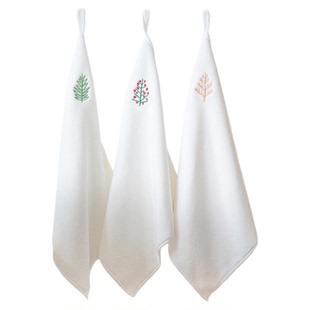 霜山日式毛巾吸水擦手巾洗脸巾手帕手绢可爱便携刺绣小方巾3条装