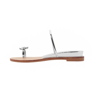 夏至2024年新款大姐姐同款鸽子蛋水钻凉鞋女平底夹趾四叶草凉拖鞋