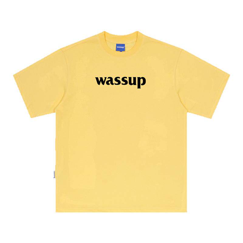 WASSUP潮牌美式黄色T恤短袖男女