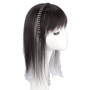 珍发丝刘海假发女自然前额发箍一体补发片遮白发增发量真发假发片