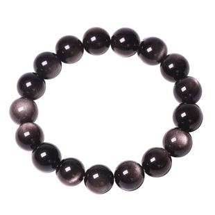 珂拉咪 天然银曜石手链男女款 双猫眼银黑曜石招财转运水晶手串