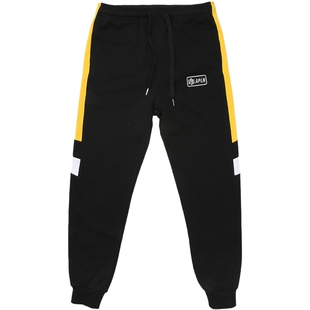APHELION 黑色黄白条纹拼接束脚裤 STRIPED JOGGER PANTS