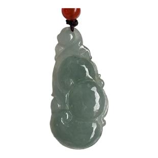 缅甸天然翡翠吊坠A货冰糯油青深绿色如意吊坠深绿色万事如意挂件