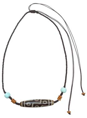 九眼天珠项链男女士至天然老料玛瑙真品挂绳绿松石文玩配饰锁骨链