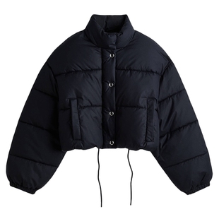 HM女装棉服暖乎乎冬日ootd绗缝厚短外套面包服高腰棉袄1304647