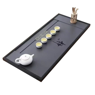 新款乌金石茶盘客厅茶托盘新中式排水式茶台家用简约功夫茶具茶海