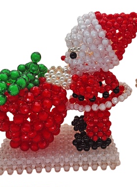 串珠圣诞老人组合摆件