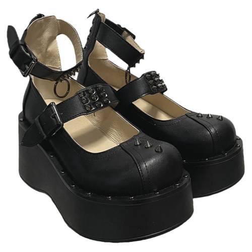 时光里的店亚文化铆钉朋克厚底女鞋脚踝绑带辣妹鞋小众白色大头鞋