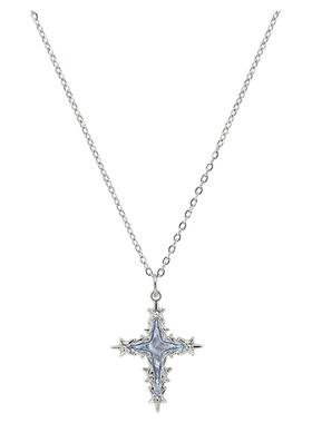 紫色十字架项链女高级感