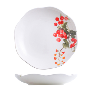 露西果园骨瓷菜盘家用日式盘子可爱深盘汤盘陶瓷8寸餐盘新年餐具