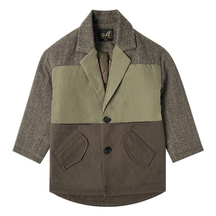 男童夹棉大衣冬加厚保暖中大童冬装中长款外套气质潮流儿童帅气