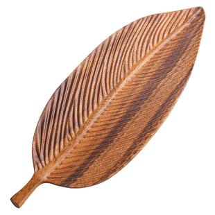 木质创意托盘个性树叶家用零食咖啡果盘茶杯日式木盘干泡茶盘托盘