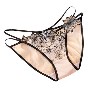 刺绣女士三角裤性感少女生纯欲透明低腰纯棉抗菌裆内裤女夏季薄款