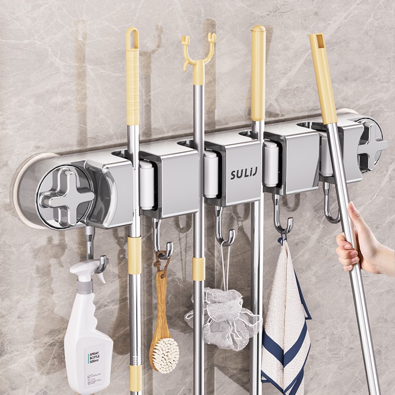 吸盘拖把壁挂夹免打孔拖把架扫把拖布家用卫生间浴室强力固定挂钩