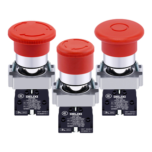 德力西急停开关LAY5sBS542 旋转复位紧急停止按钮常闭NC红色BE102
