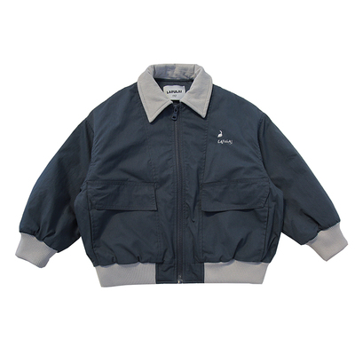 啦芙莱童装儿童保暖翻领外套棉服25初冬新品男童夹薄棉棒球服6338