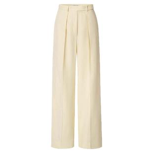 极简风设计!老钱风!亚麻直筒裤薄长裤子女夏西装裤阔腿高腰纯色