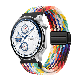 适用oppowatchx2手表带x2Mini磁吸扣S尼龙编织腕带新款一加手表2智能运动OnePlusWatch2/3男女2R替换带夏22mm
