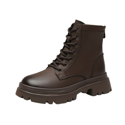 大东复古马丁靴棕色厚底短靴