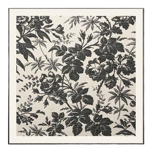 花卉美式复古客厅挂画小众艺术植物餐厅摆画黑白中古风方形装饰画