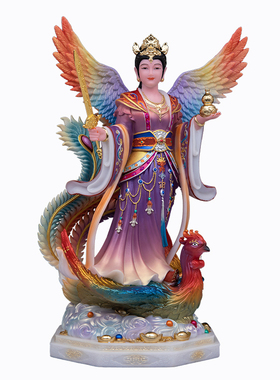 中式树脂彩绘玄母天尊战神摆件
