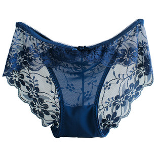 出口日本原单外贸中低腰纯棉档透气女士内裤蕾丝性感无痕大码透明