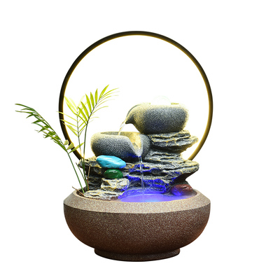 现代轻奢流水循环水摆件风水轮