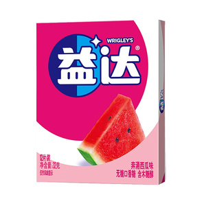 益达无糖口香糖12片装盒32g西瓜薄荷味口香糖清新口气办公室零食