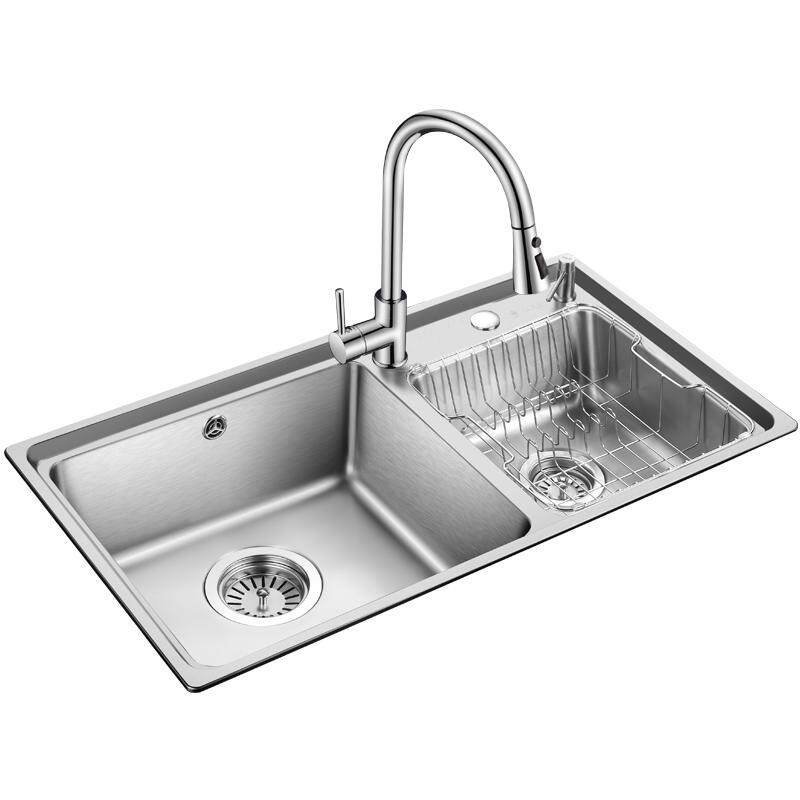 欧琳不锈钢水槽双槽套餐 洗碗槽水池仿手工水槽  厨房洗菜盆加厚