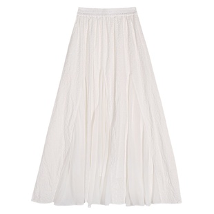 落落狷介 白色半身裙女2025新款秋冬小个子半裙蕾丝拼接A字裙小众