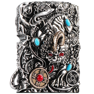 zorro佐罗正品打火机天禄貔貅珐琅彩煤油打火机夜光防风火机男士