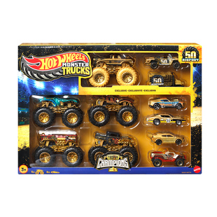 Hotwheels风火轮怪物大脚车50周年纪念套装玩具汽车模型虎鲨车