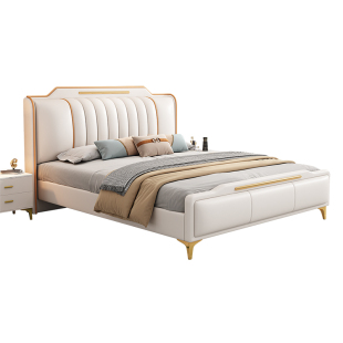 2025新款轻奢床现代简约1.8米双人床高箱储物1.5米软靠包大床主卧