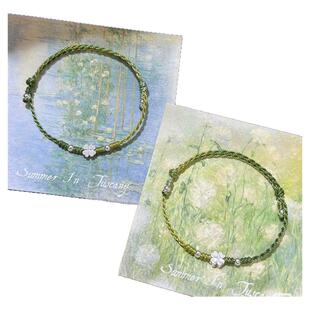 ins风绿意盎然四叶草手工编织手链小众独特幸运星百搭可调节手链