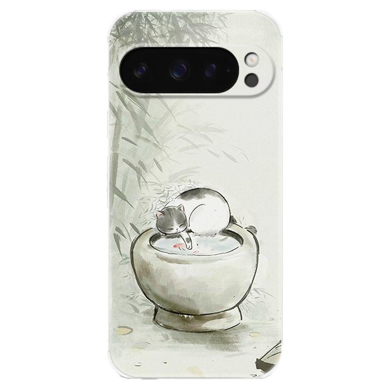 复古小猫咪适用谷歌Pixel10手机壳9pro/8/7/6A可爱XL文艺中国风卡通女款气囊防摔软