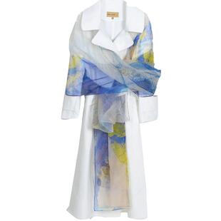 【云上舞白】粉蓝衣橱商场同款2026春装东方诗艺晕染围巾式风衣女