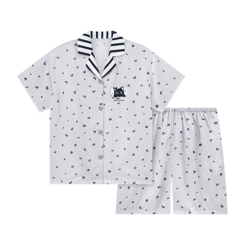 少女夏季冰丝短袖学生小猫家居服
