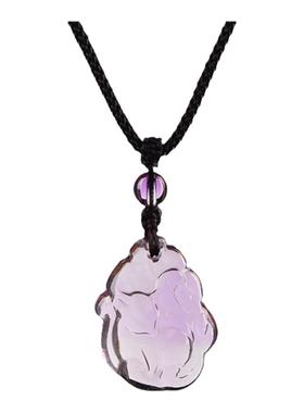 上岸桃花紫水晶九尾狐吊坠项链女