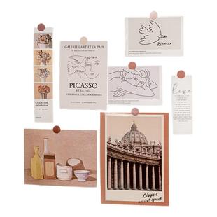 世界名画卡片墙贴北欧ins抽象海报贴画卧室房间装饰背景墙壁贴纸