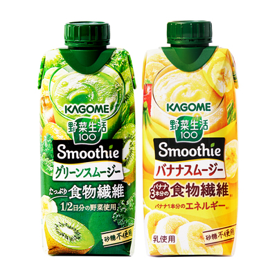 U先试用】kagome可果美野菜生活液体沙拉香蕉猕猴桃蔬果昔2瓶临期