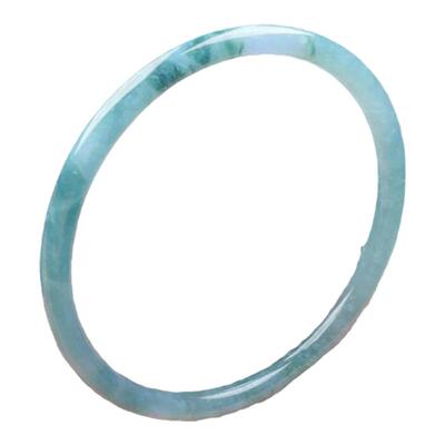 冰糯种天空蓝绿飘花美人镯细条