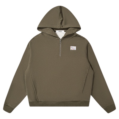 UNDERBOBO美式半拉链连帽卫衣女