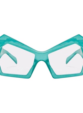 欧美街拍多巴胺色几何大框太阳镜