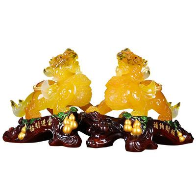 鑫源祥纳福招财貔貅摆件公母一对