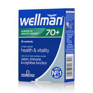 Wellman男性复合维生素矿物质70岁多维片B族免疫人参vitabiotics