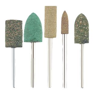 DAP橡胶牛皮打磨头芝麻砂轮头圆柱形子弹型磨轮除锈抛光3柄10个装