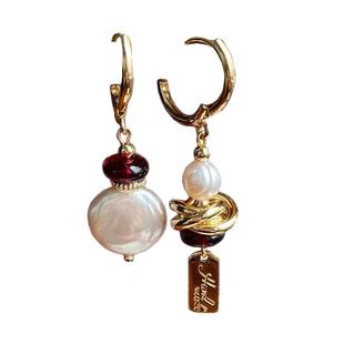 「日光浮影」天然巴洛克淡水珍珠耳环法式不对称个性耳坠珍珠耳扣