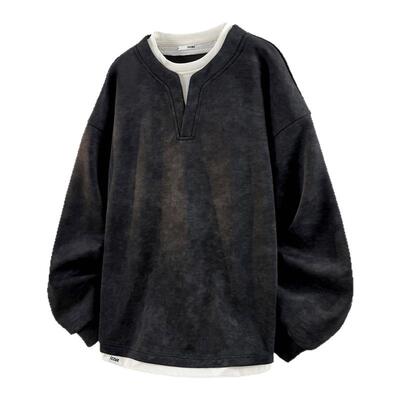 秋季新款美式扎染长袖T恤